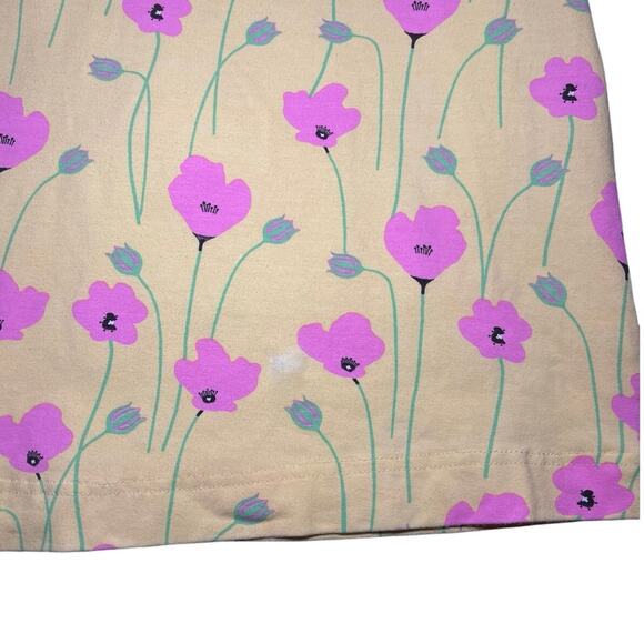 Vintage GOVANGO Yellow All Over Pink Poppy Print Tshirt Large - Picture 5 of 5